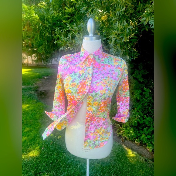 Ralph Lauren Floral 💐Button Down Shirt - Pink, Yellow, Green - Picture 2 of 6